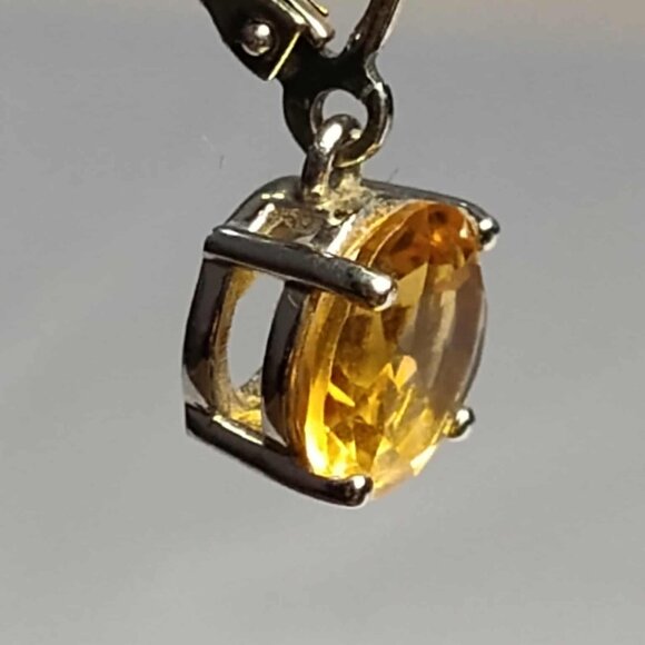 3.75ctw round Brazilian Citrine, Rhodium over .925 sterling dangle earrings - Picture 6 of 12